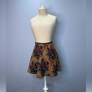 Brown Floral Thanksgiving Vibes Skater Skirt